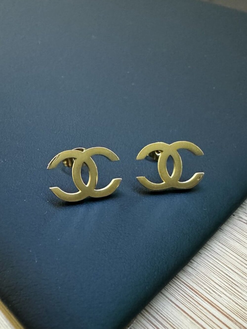18k Gold Vintage Earrings - CC Earrings - Gold Earrings - Gold Studs
